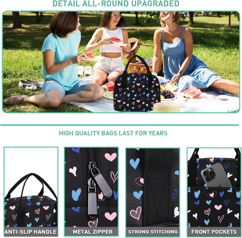 VLM Lunch Bag,Lunch Box for Women Men,Reusable Insulated Lunch Tote,Small Leakproof Cute Lunch Cooler with High Capacity for Work,Picnic,Campin - Image 3